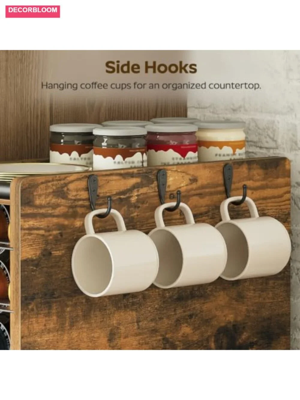 Coffee Pod Drawer Holder, 72 Pods, 4 Tier, Countertop Storage, Rustic Brown
